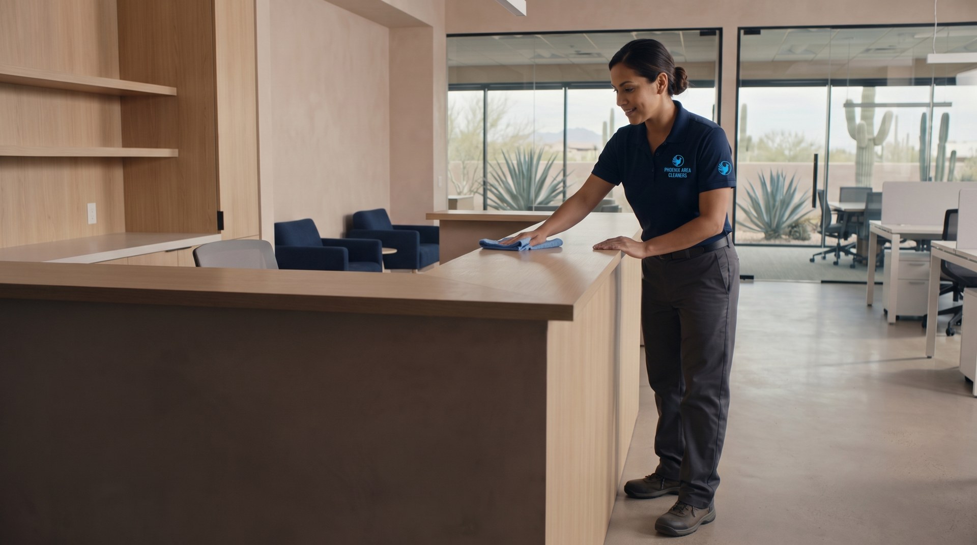 Cleaning scene: an office cleaning scene