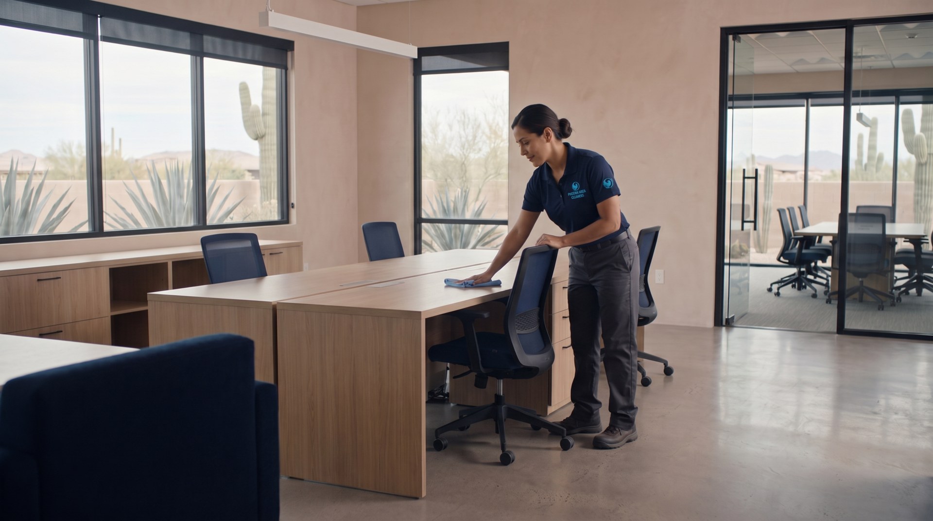 Cleaning scene: an office cleaning scene