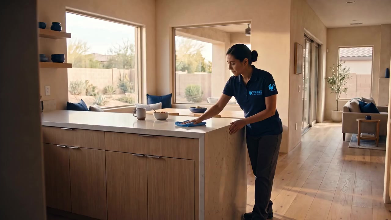 Cleaner in kitchen
